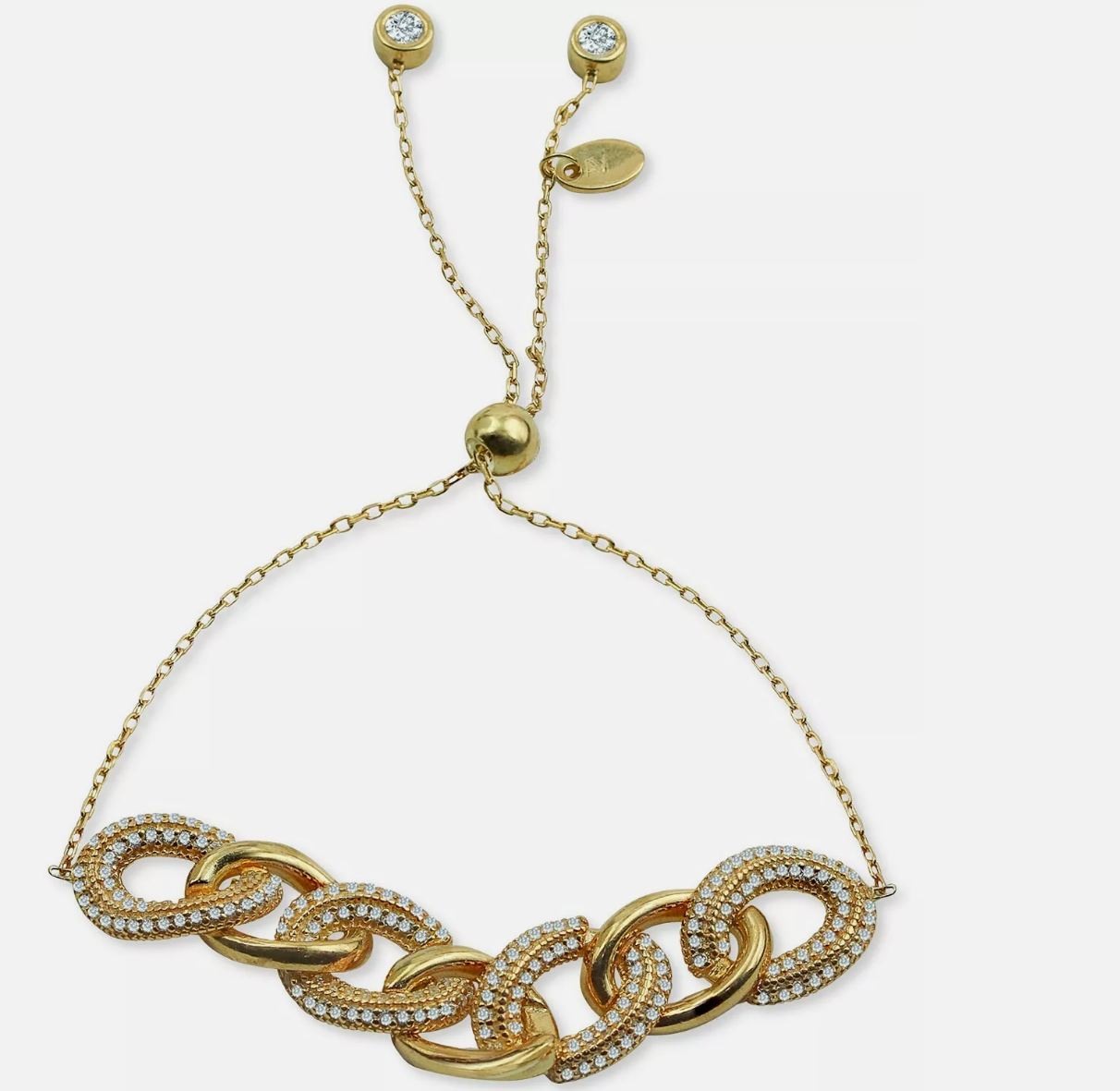 Argento Vivo Cubic Zirconia Chain Link Bolo Bracelet in 18k Gold-Plated Sterling