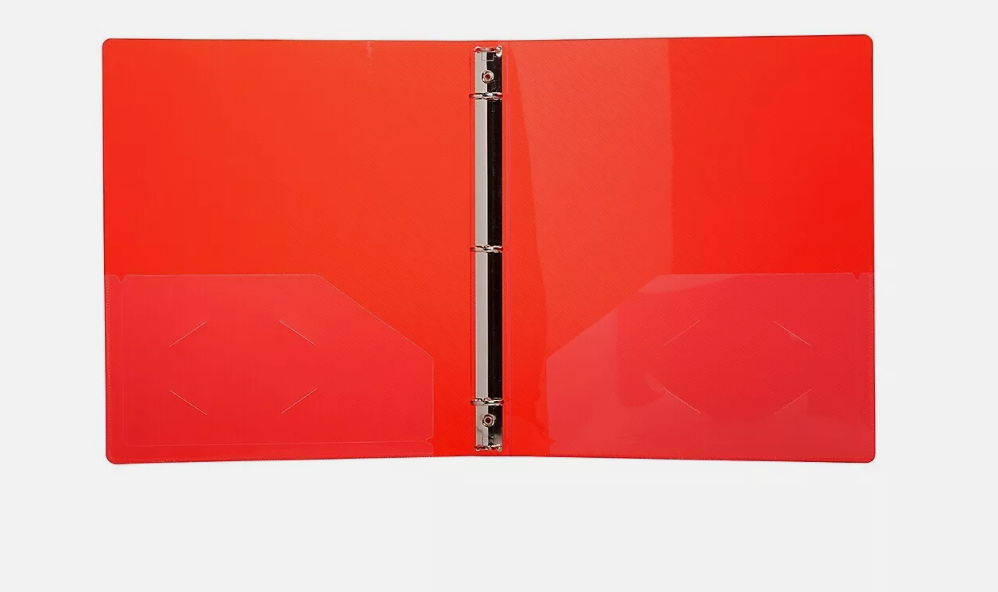 Jam Paper Plastic 0.75 Inch Binder, Red 3 Ring Binder, Sold Individually