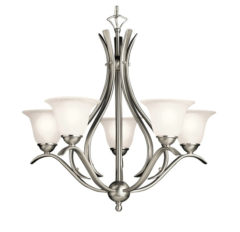 Kichler Dover 5 Light 24in Wide Chandelier with Etched Glass Shades