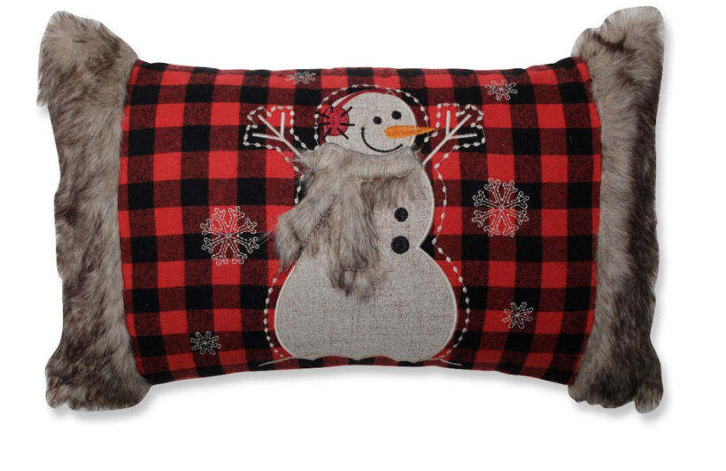 CC Home Furnishings  Buffalo Plaid Snowman Rectangular Throw Pillow - 20 - Red