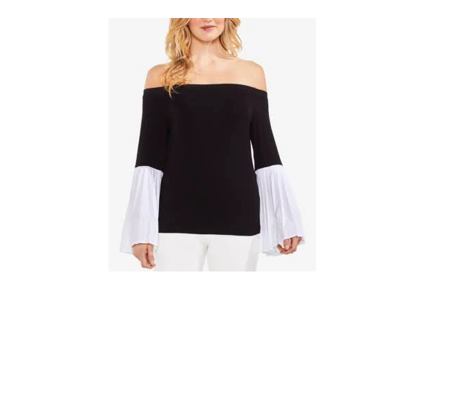 Vince Camuto Rich Black Colorblocked Off-the-Shoulder Top, XS