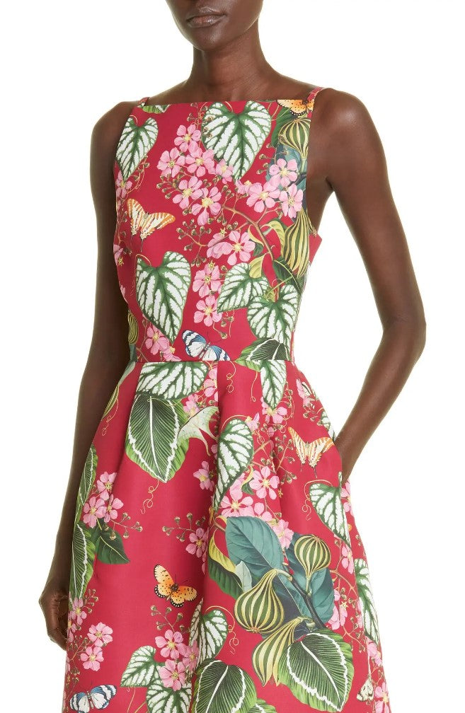 Oscar De La Renta Botanical Print Sundress, Size 4