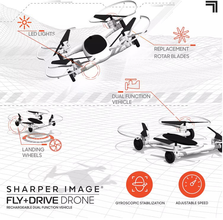 Sharper Image Fly + Drive 7-inch Drone