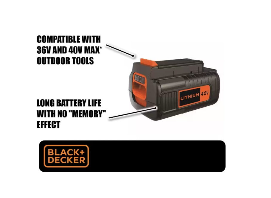 Black and Decker 40-Volt MAX Lithium Ion Power Equipment Battery - 1.5Ah