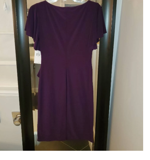 American Living Satin-Trim Ruffled Dress, Size 6/Purple