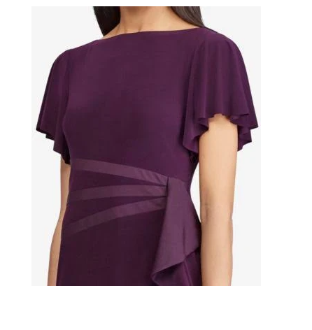 American Living Satin-Trim Ruffled Dress, Size 6/Purple