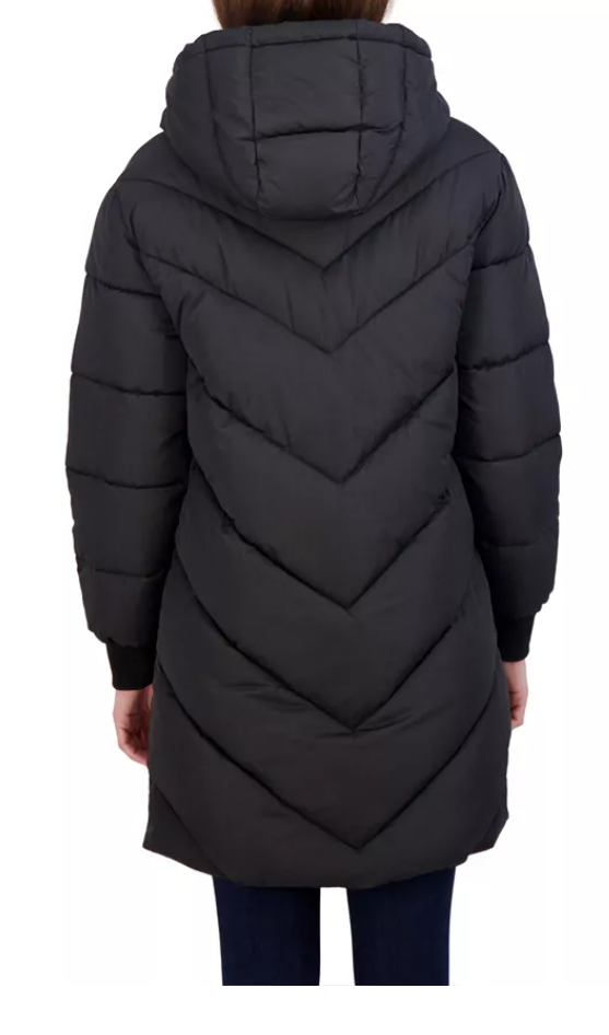 Sebby Juniors 3/4 Puffer Jacket with Hood - Black, XL