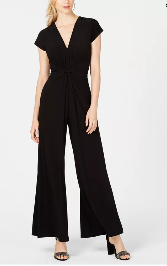 Vince Camuto Twist-Front Plunge Jumpsuit