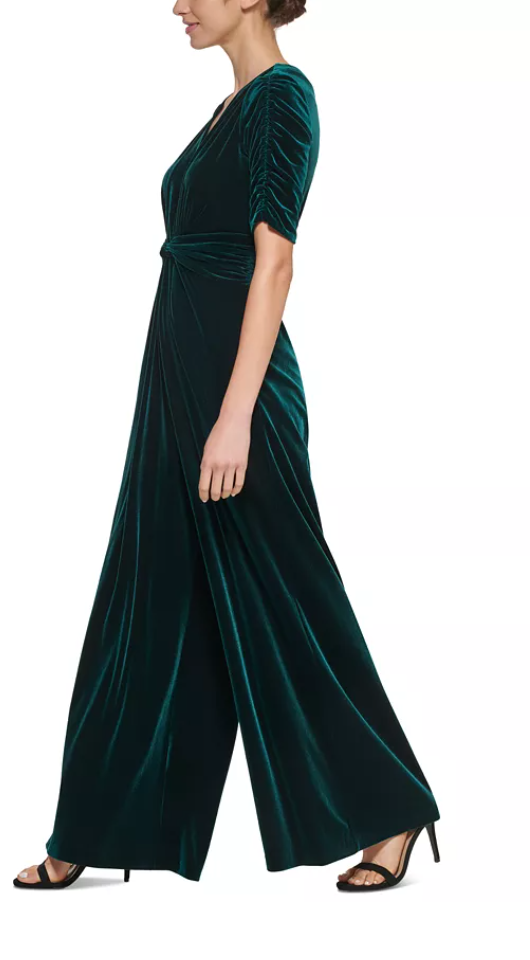 Vince Camuto Velvet Twist-Front Jumpsuit