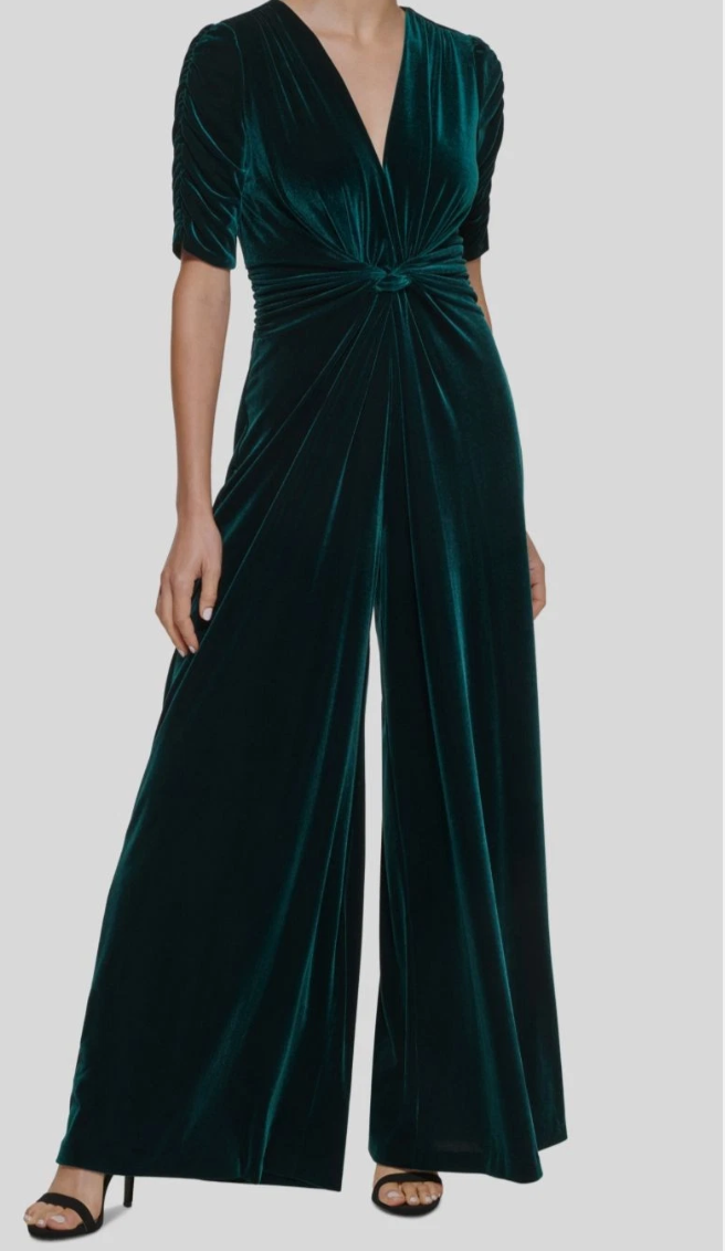Vince Camuto Velvet Twist-Front Jumpsuit