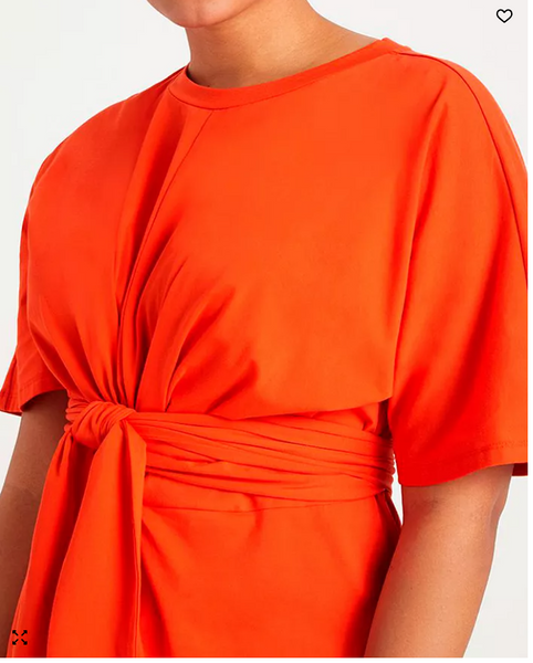 Eloquii Plus Size Cross Front Flutter Sleeve Dress -Sz 24/Peppery Vermillion