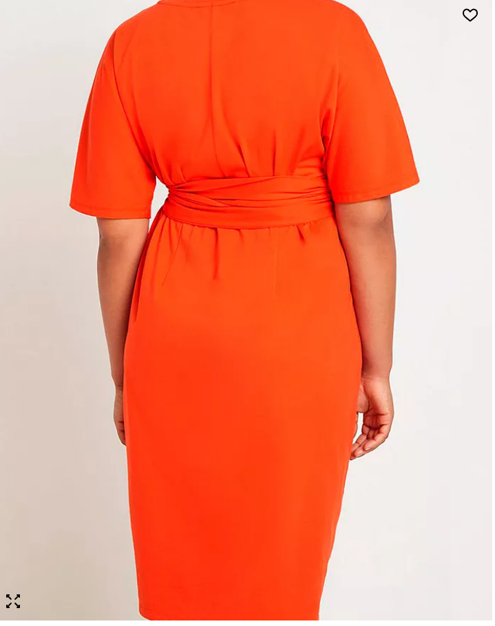 Eloquii Plus Size Cross Front Flutter Sleeve Dress -Sz 24/Peppery Vermillion