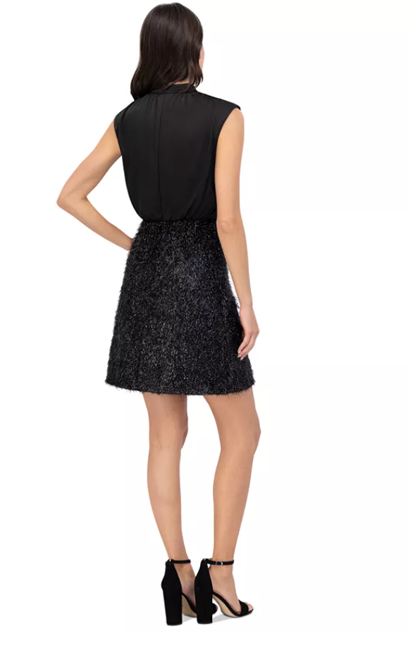 Vince Camuto Womens Satin Mock-Neck Shimmering Dress