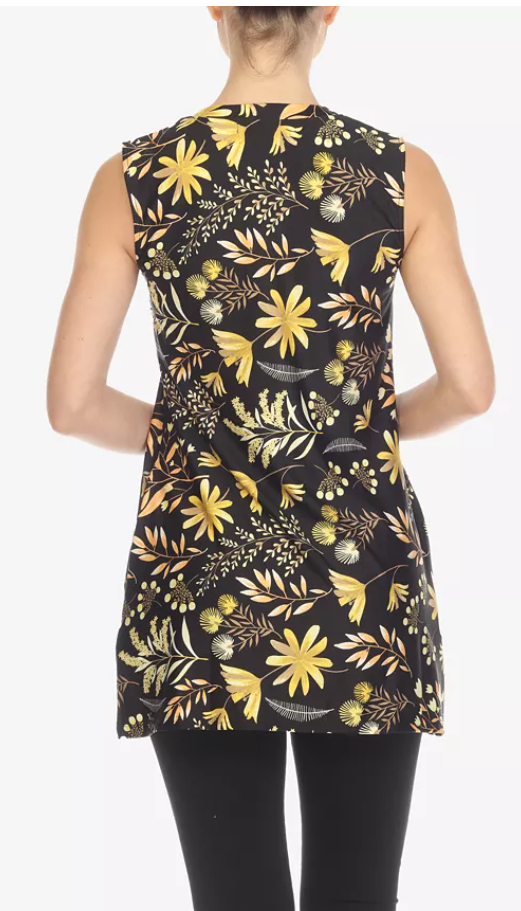 White Mark Womens Floral Sleeveless Tunic Top, Size Large