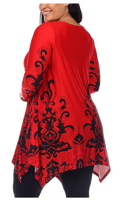 White Mark Plus Size Yanette Tunic Top - Red, Size 1X