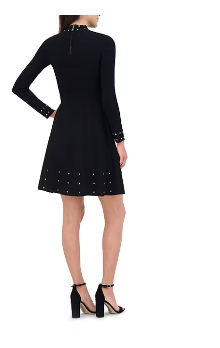 Vince Camuto Womens Embellished Mock Neck Dress - Black, small
