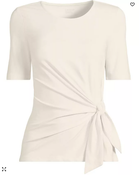 Lands End Womens Plus Size Lightweight Jersey Tie Front Top