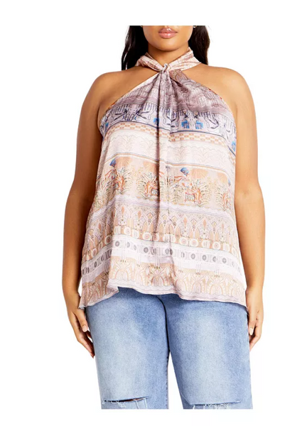 City Chic Plus Size Nile Top - on the Nile, Size XS-14