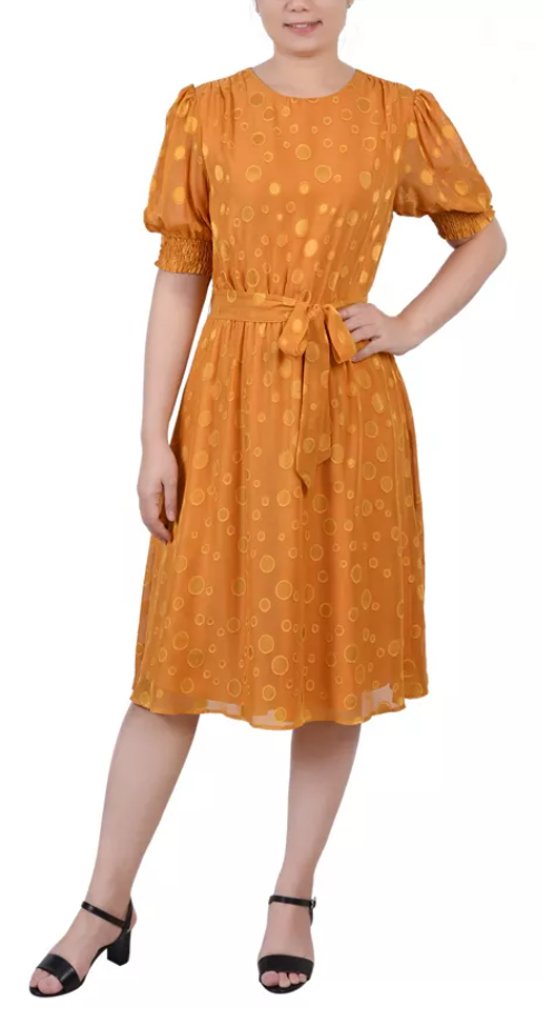 Ny Collection Womens Elbow Sleeve Swiss Dot Dress , XL