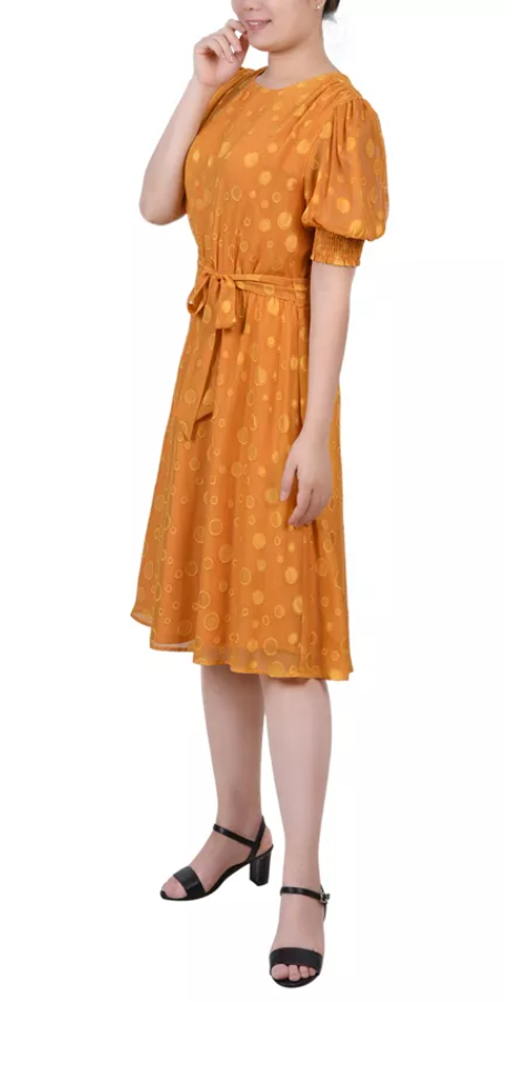 Ny Collection Womens Elbow Sleeve Swiss Dot Dress , XL