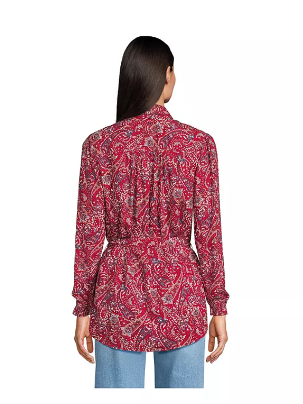 Lands End Womens Rayon Tie Waist Shirt, Large