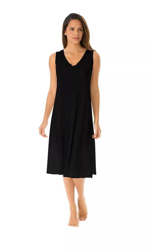 Comfort Choice Plus Size Lace-Trim Slip - Black