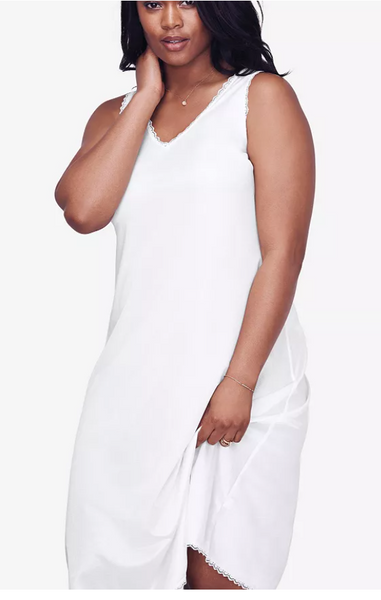 Comfort Choice Plus Size Lace-Trim Slip - Black