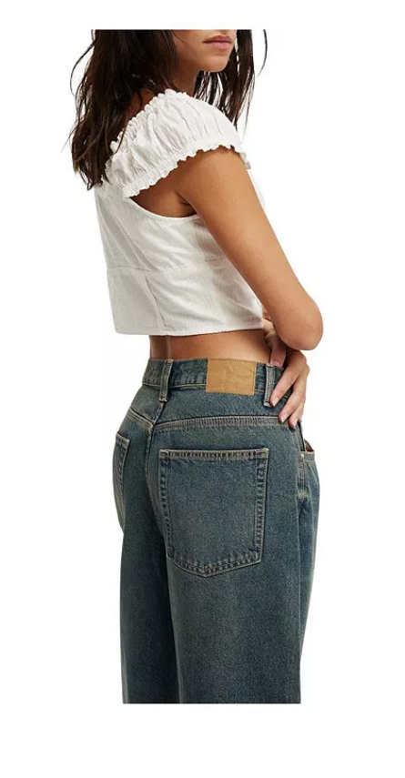 Cotton on Womens 91 Baggy Denim Jort - Shadow Brown, Size 28