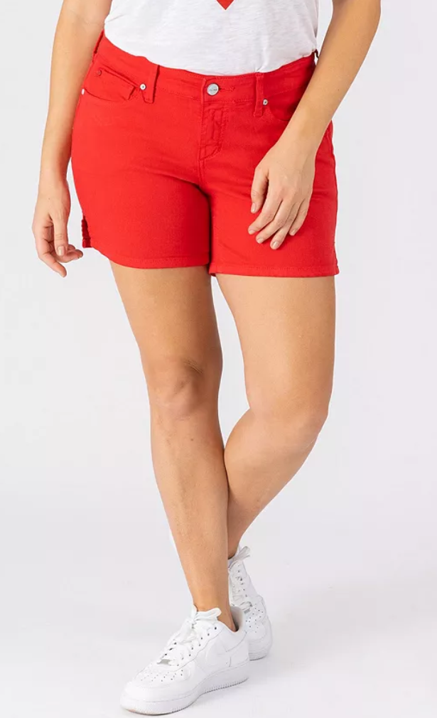 Slink Jeans Plus Size Color Shorts with Side Vents - Rose Red, Size 22