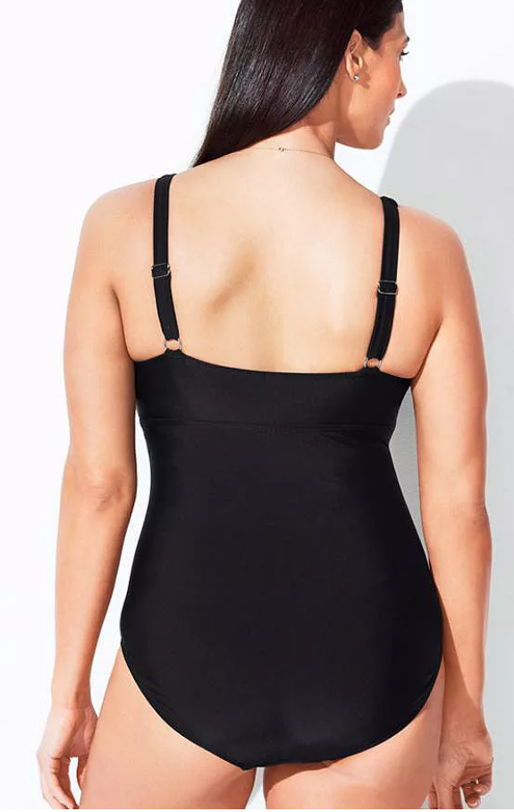 Swimsuits for All Womens V-Neck One Piece Swimsuit, Size 18