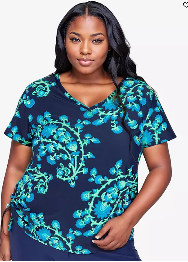 Calypsa Plus Size V-Neck Adele Swim Top