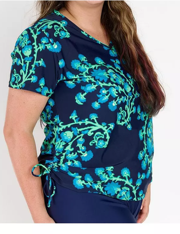 Calypsa Plus Size V-Neck Adele Swim Top