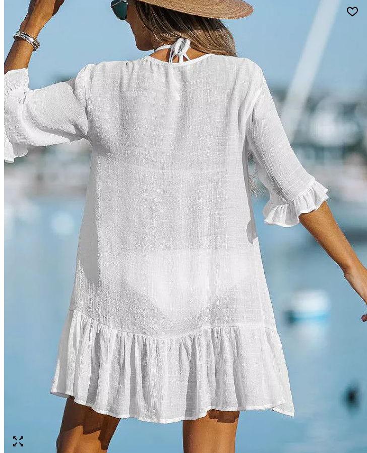 Cupshe Ruffled Swim Cover-up Dress,Medium