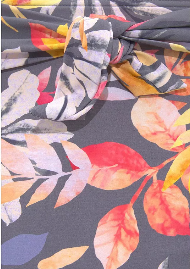 Lascana Womens High Waist Floral Bikini Swimsuit Bottom - Grey Printed, 10