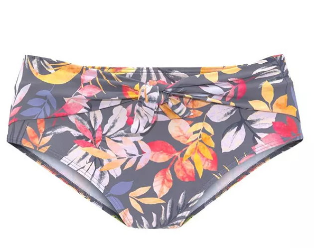 Lascana Womens High Waist Floral Bikini Swimsuit Bottom - Grey Printed, 10