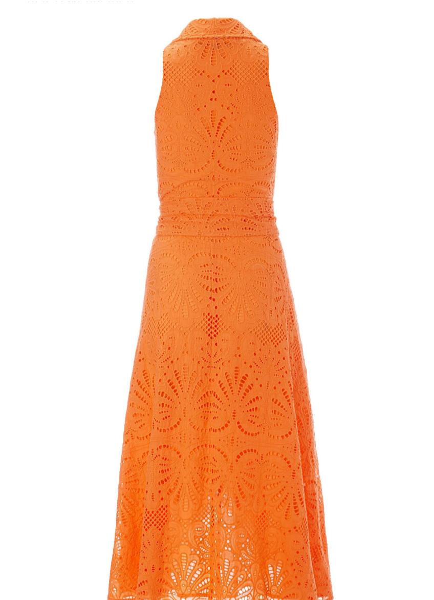 Boston Proper Eyelet Fit and Flare Faux Wrap Midi Dress, Size 8