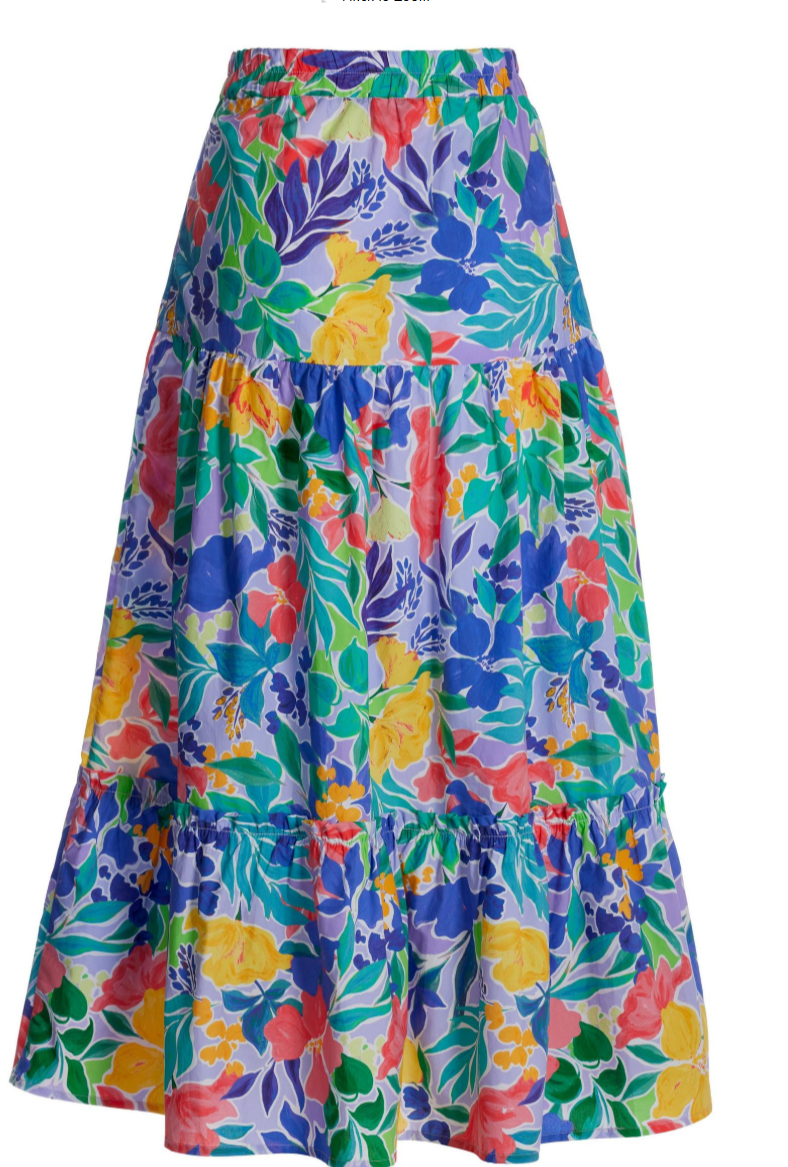 Boston Proper Floral Collage Print Poplin Midi Skirt,Medium