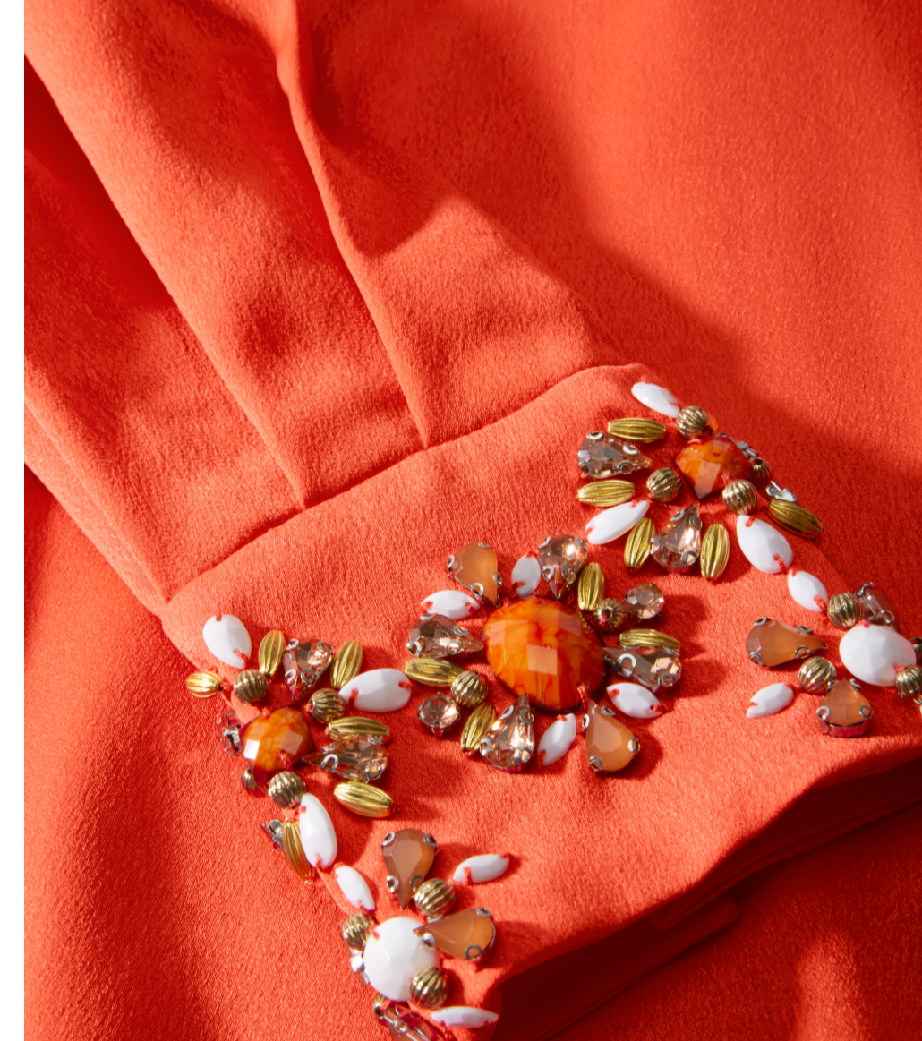 Boston Proper Beaded Embellished Trim Collared Tunic Dress, Size 8