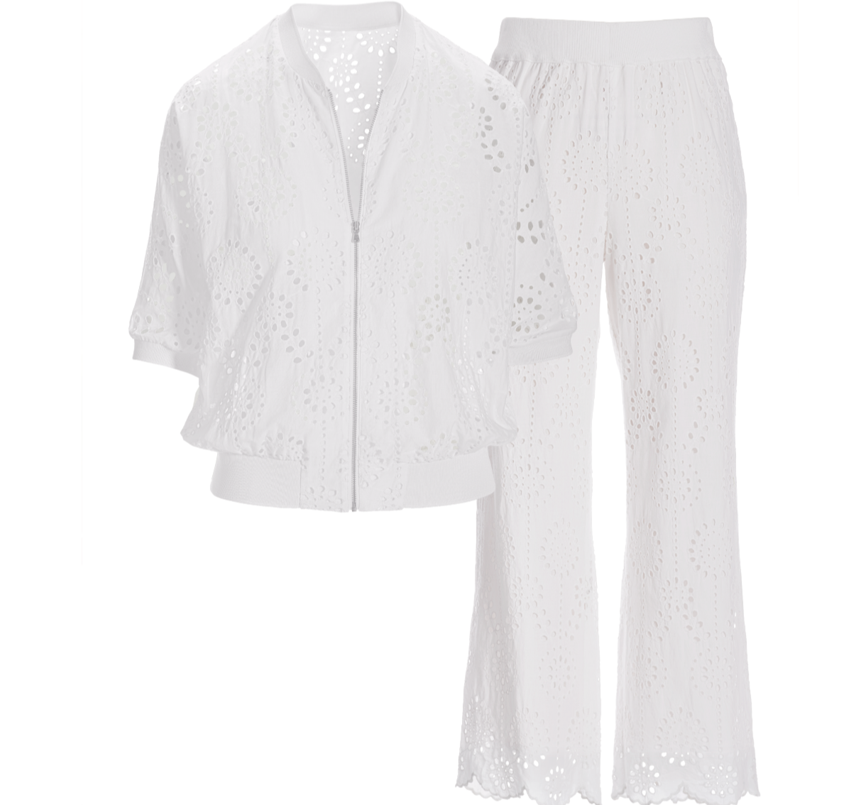 Boston Proper Eyelet Jacket and Pant Sport Set, Size Small