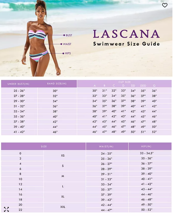 Lascana Womens Plunge Triangle Bikini Swimsuit Top Bra, Size 34A/B