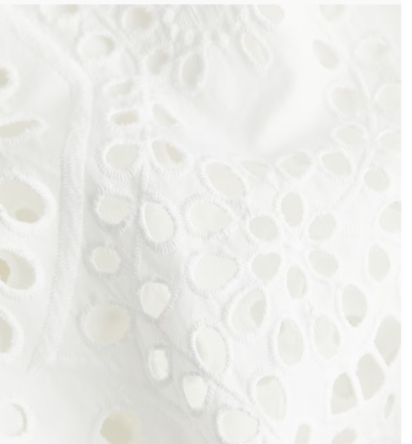 HandM Dress with Eyelet-Embroidered Sleeves, Medium