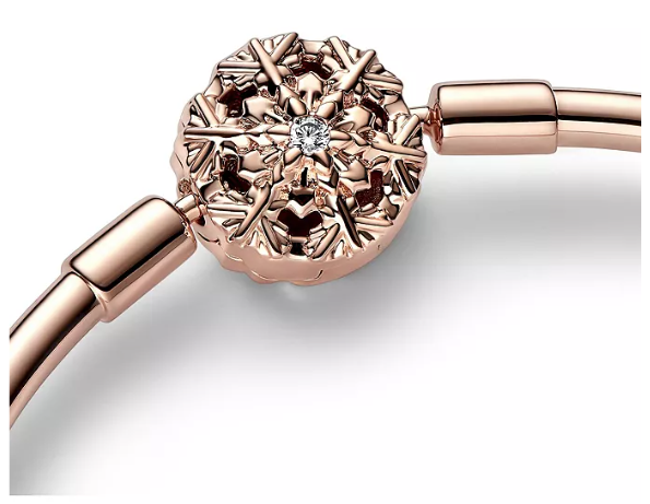 Pandora Rose Gold Plated Snowflake Clasp Bangle Bracelet - Rose Gold Plated