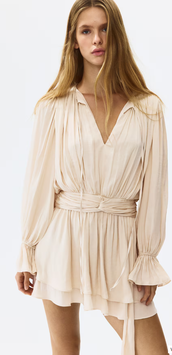 Divided Knot-Detail Draped Dress, Size Large