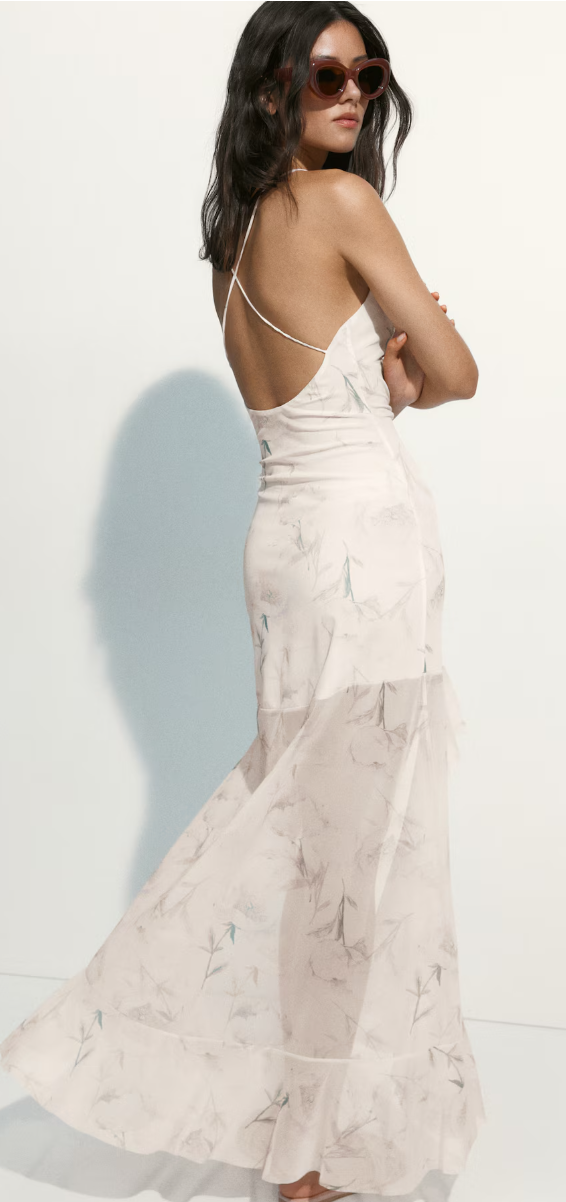 Divided Mesh High-Low Dress, Size Medium