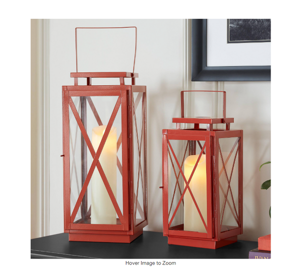 Home Decorators Collection Chili Red Metal Candle Lantern (Set of 2)