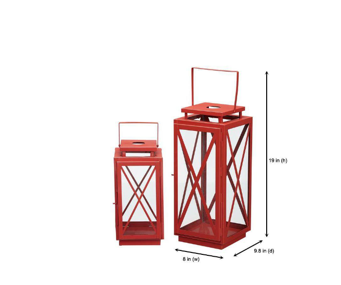 Home Decorators Collection Chili Red Metal Candle Lantern (Set of 2)