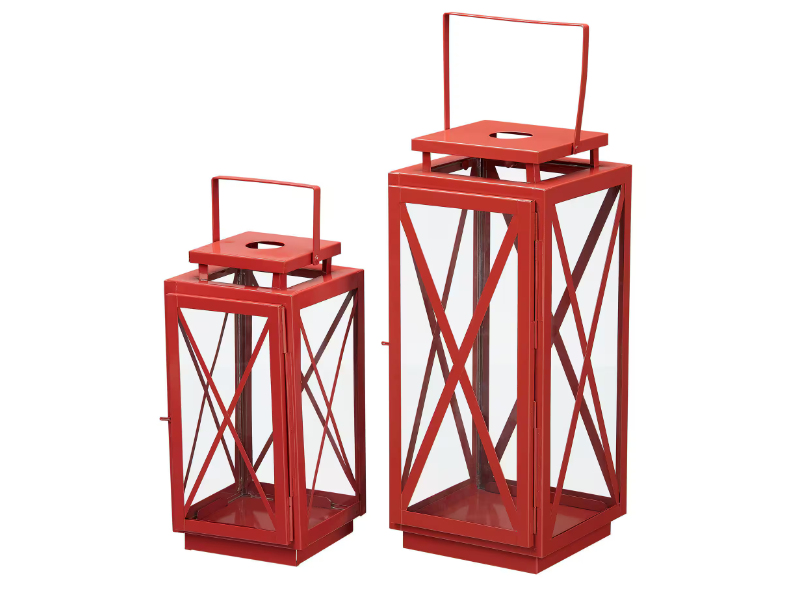 Home Decorators Collection Chili Red Metal Candle Lantern (Set of 2)