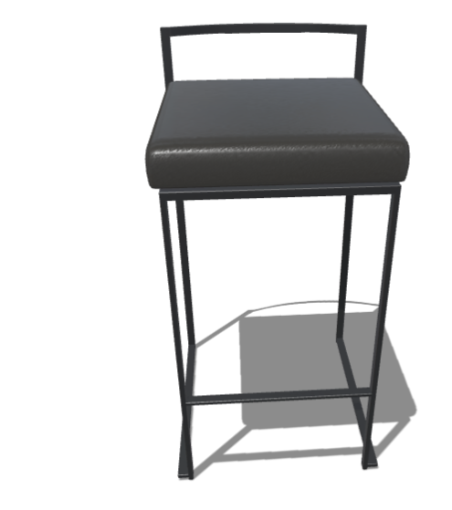 LumiSource Fuji Counter Stool Set of 2, Black Faux Leather Cushion, Black Frame