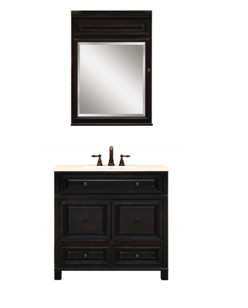 Sunny Wood BH2635m Barton Hill 26in Single Door Medicine Cabinet – Black