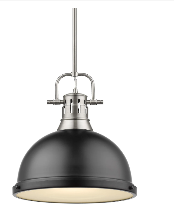 Golden Lighting Duncan 14 Inch Large Pendant Duncan - 3604-L PW-BLK - Transition